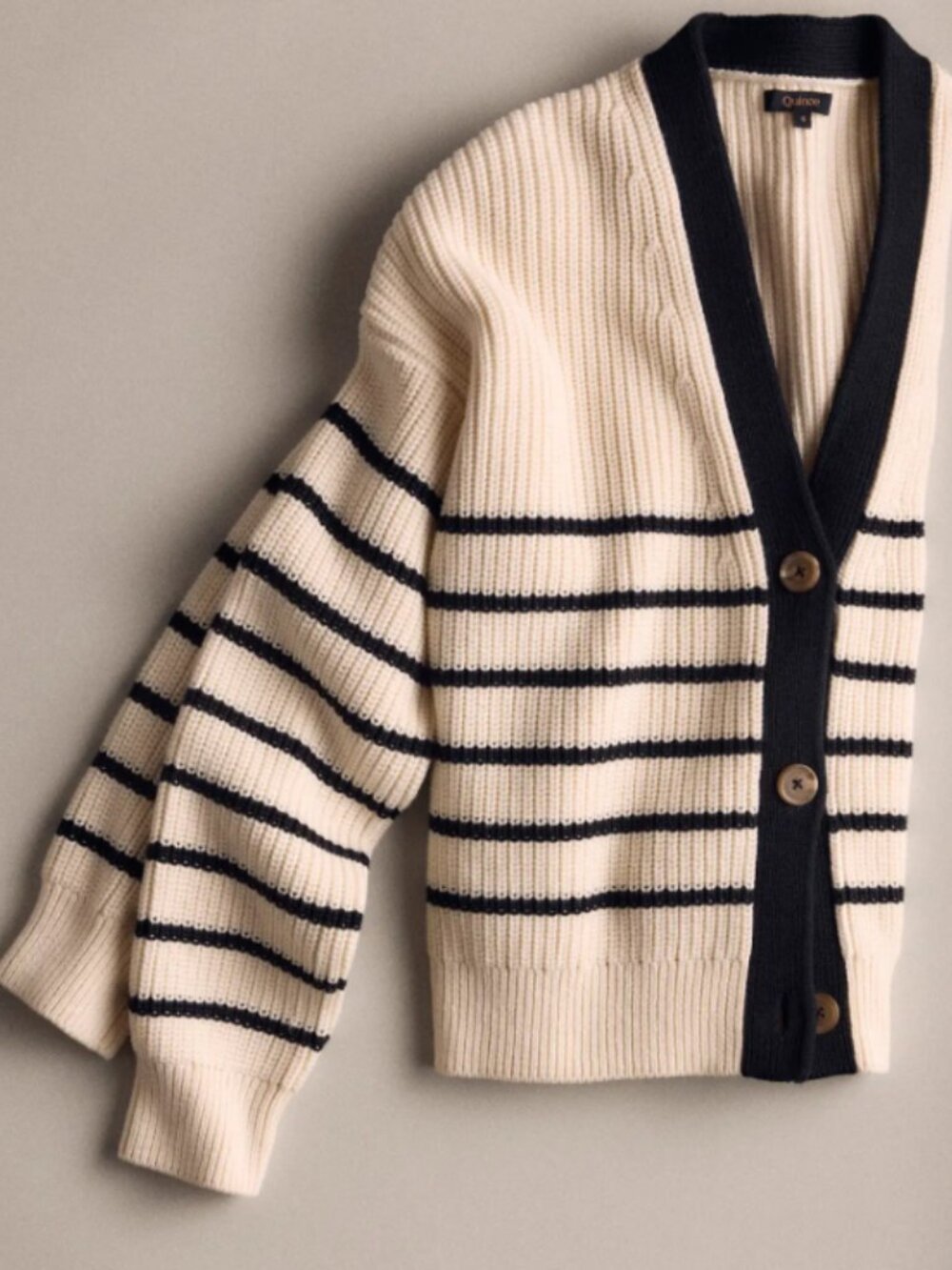 Quince 100% Organic Cotton Fisherman Boxy Cropped Cardigan, M - Picture 5 of 5
